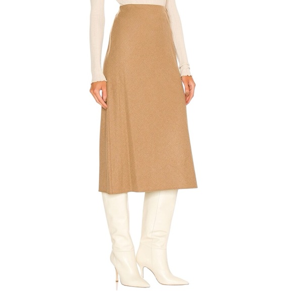 Vince Brushed Flannel Side Slit Slip Skirt in Tan size 10 - Picture 9 of 13